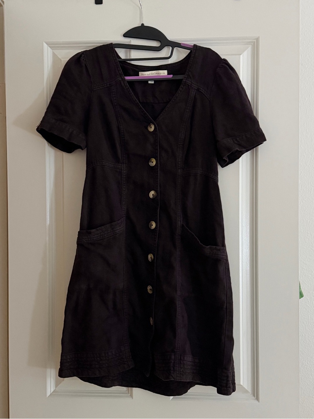 Pilcro and the Letterpress Black Button-Front Mini Dress